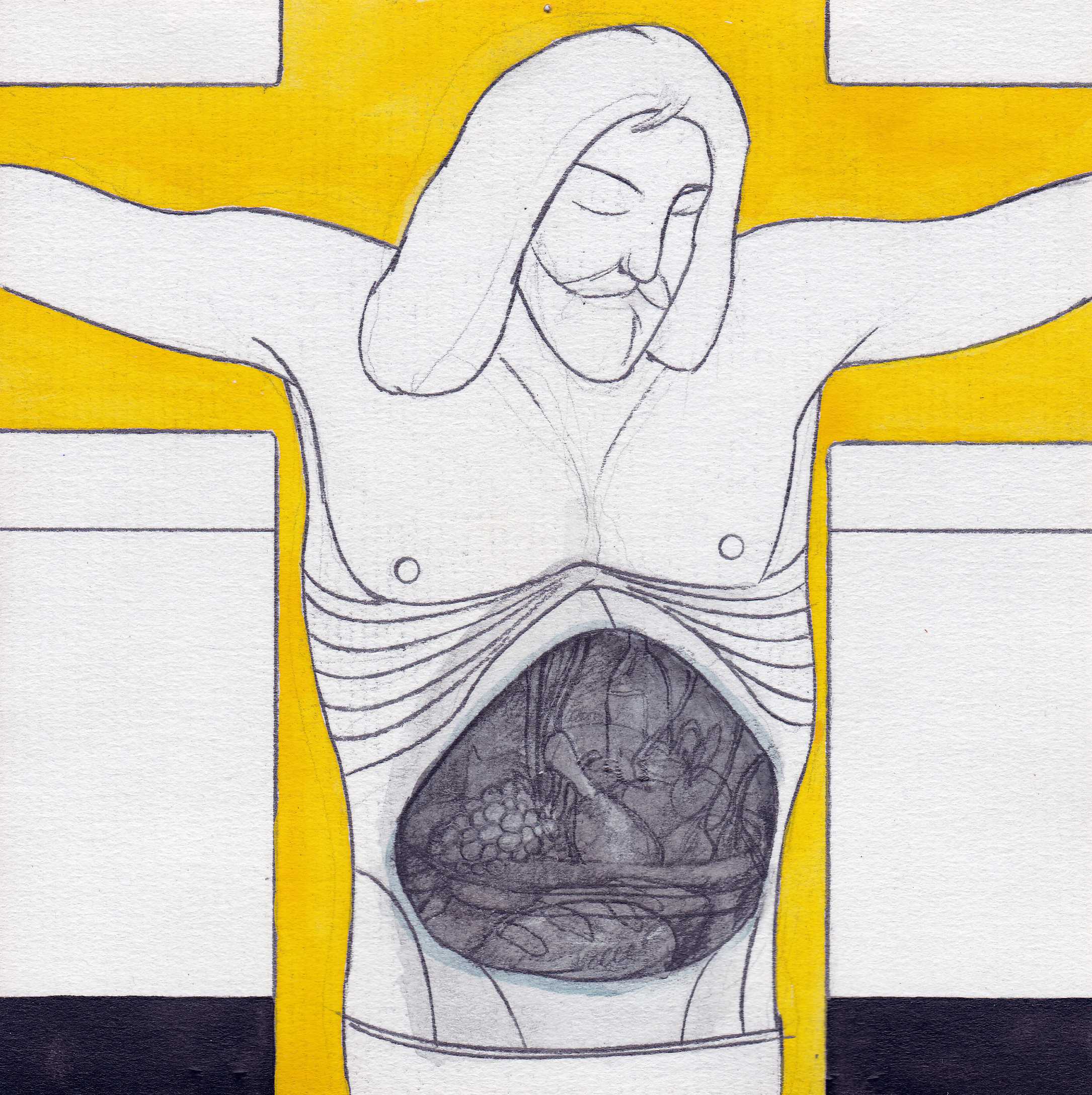 Artwork by Drawing #32 from the cycle of 150 drawings “Crucifixion for the Fisherman” placeholder